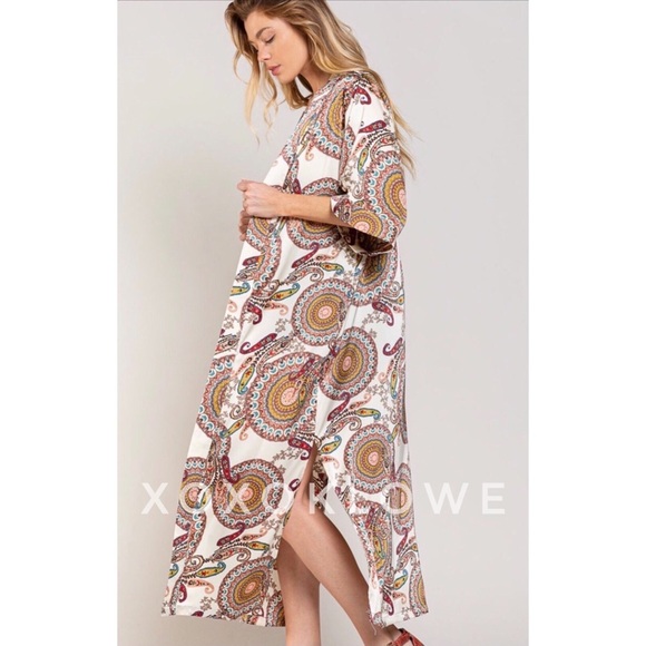 POL Paisley & Medallion Print Kimono Satin Relaxed Fit - Picture 4 of 13